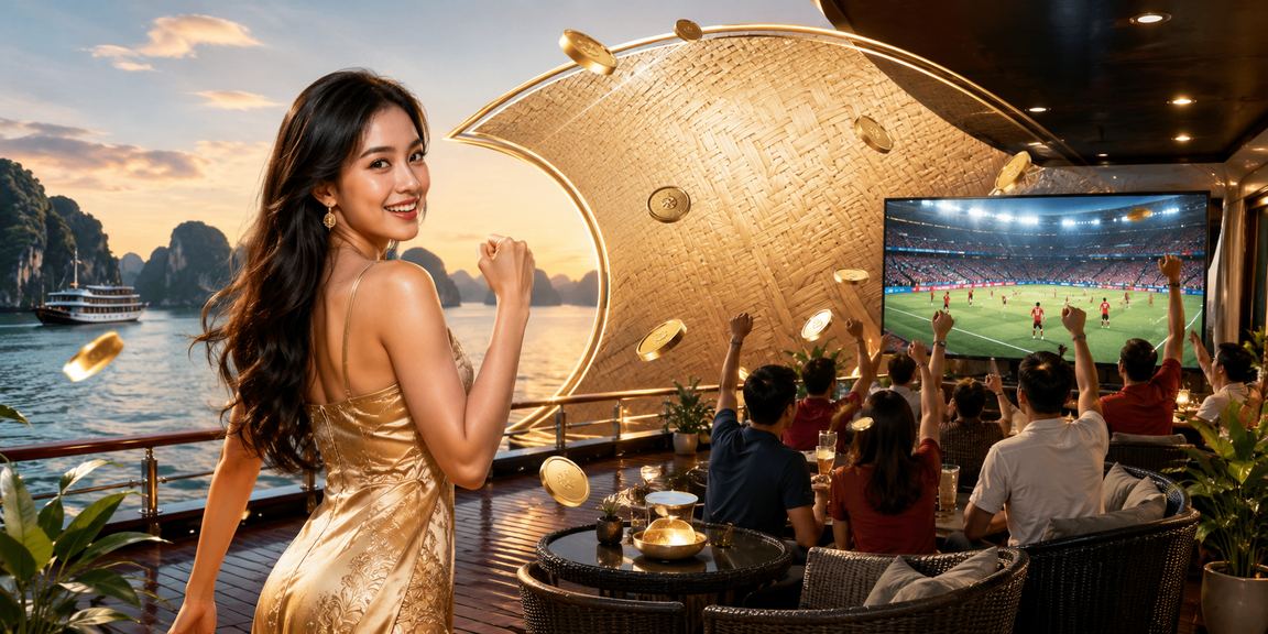 Người dùng thư giãn bên vịnh Hạ Long với hình ảnh nón lá Việt Nam và không khí bình yên